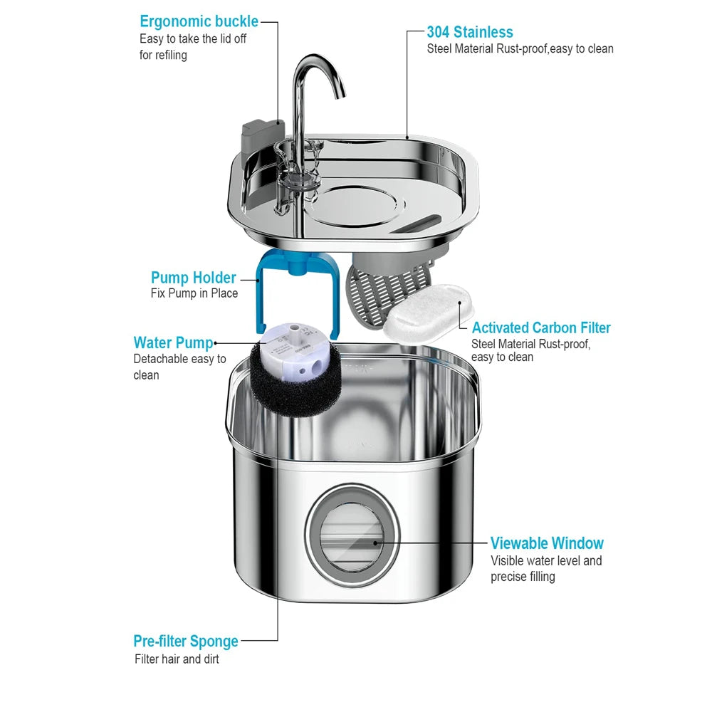 AquaPaws™ Stainless Fountain