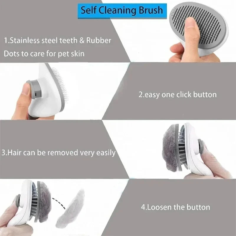 Self-Cleaning Pet Grooming Brush 🐾